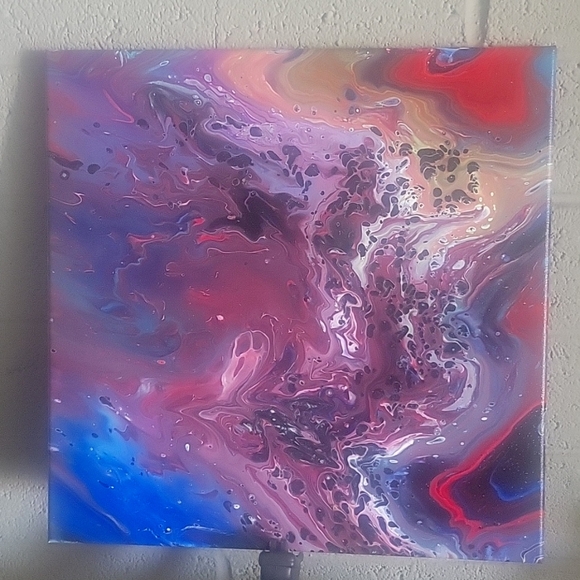 Handcrafted Trippy 14x14 Psychedelic  Pour Painting!🍄🫗🖼 - Picture 2 of 4